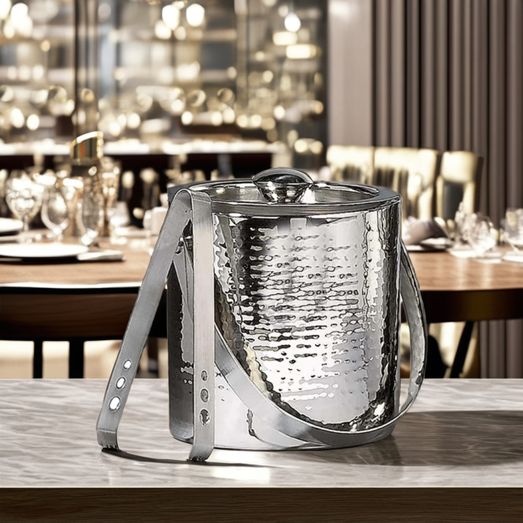 Hammered 6-Inch Stainless Steel Ice Bucket
