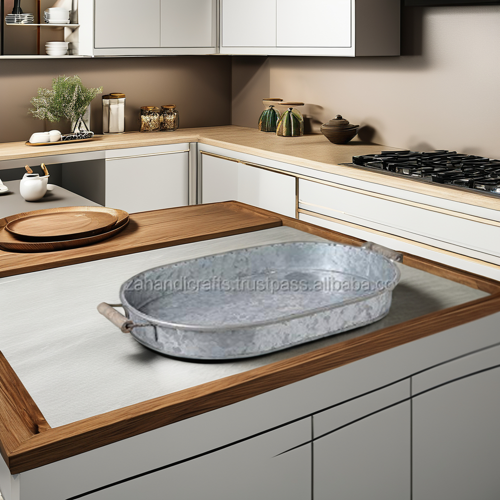 Galvanized 20 Inch Oval Tray