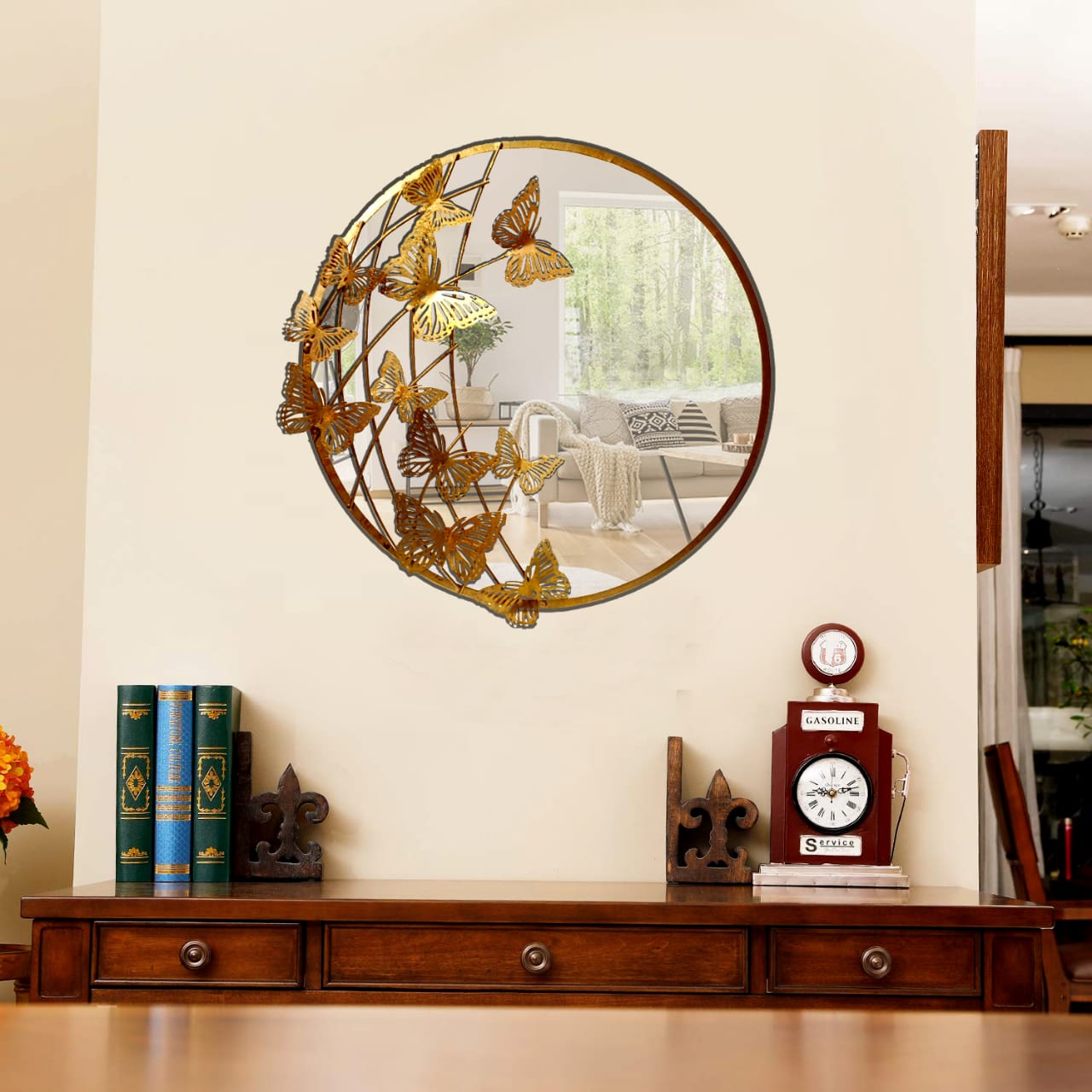 Wrought Iron Butterfly Mirror