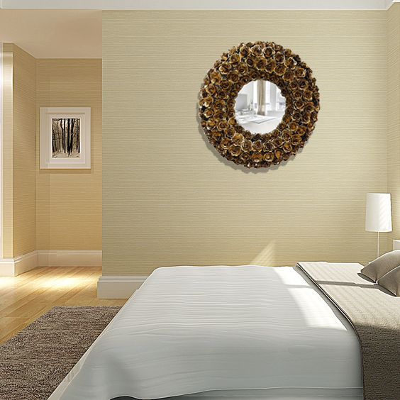 Dark Golden Rose Flower Design Modern Art Mirror