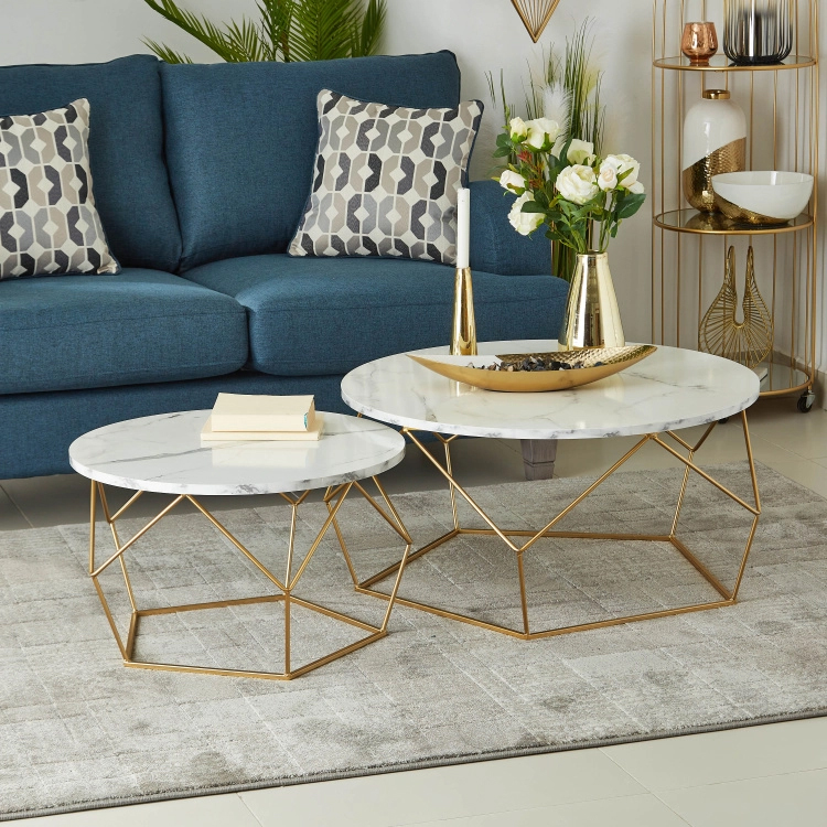 End Table Side Table Wrought Iron Marble Look