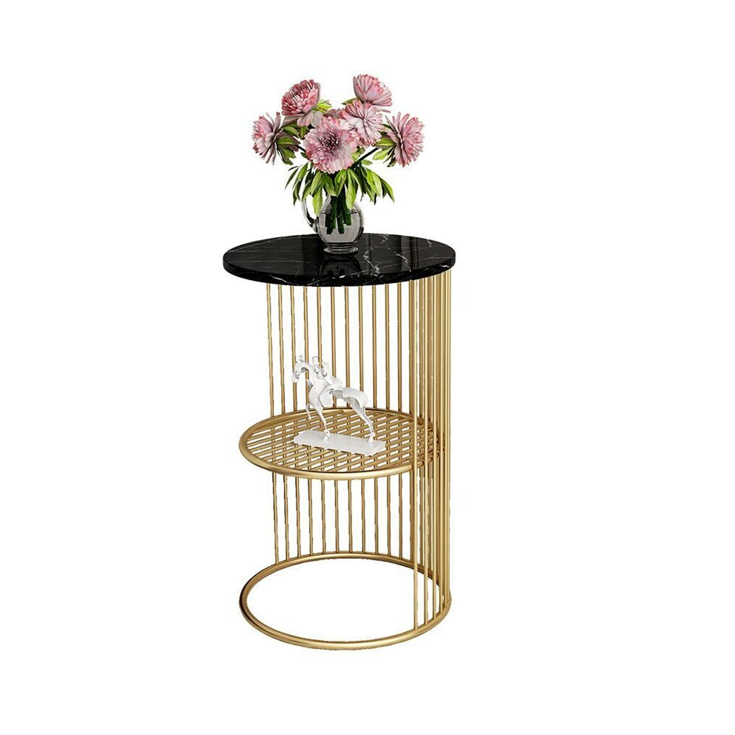 Round Shaped End Table with Metal with Wood Top