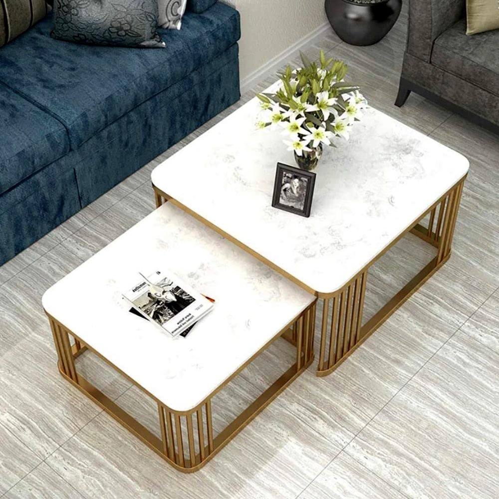 Coffee Table with White Marble Top