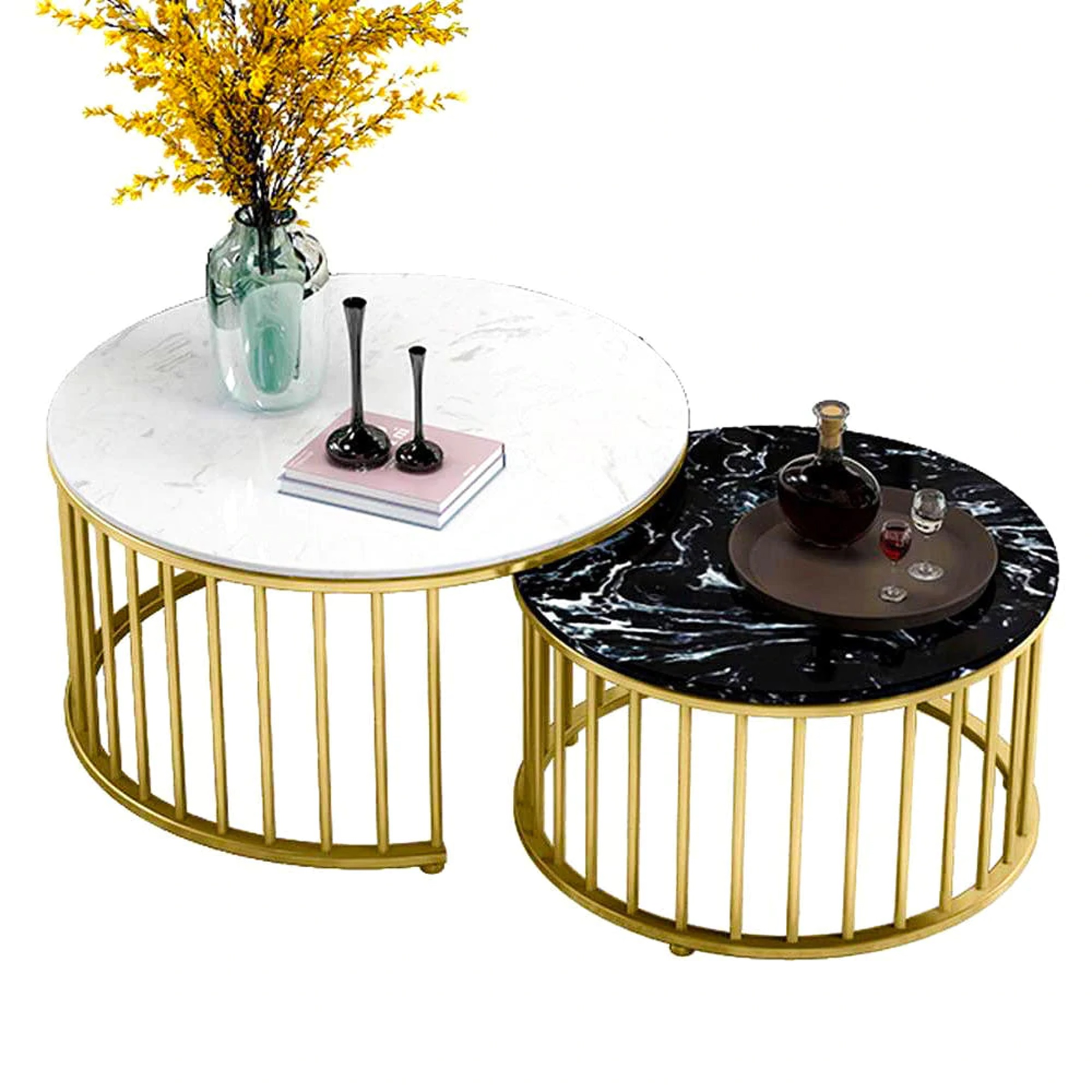 Coffee Table with White Marble Top